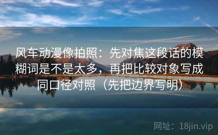 风车动漫像拍照：先对焦这段话的模糊词是不是太多，再把比较对象写成同口径对照（先把边界写明）