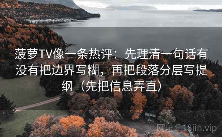 菠萝TV像一条热评：先理清一句话有没有把边界写糊，再把段落分层写提纲（先把信息弄直）